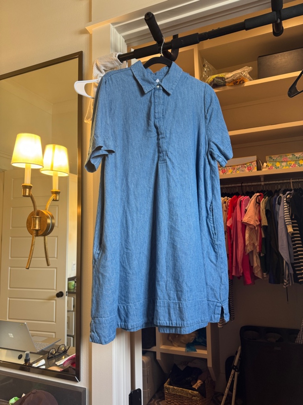 Old Navy Light Blue Denim-Style Polo Dress